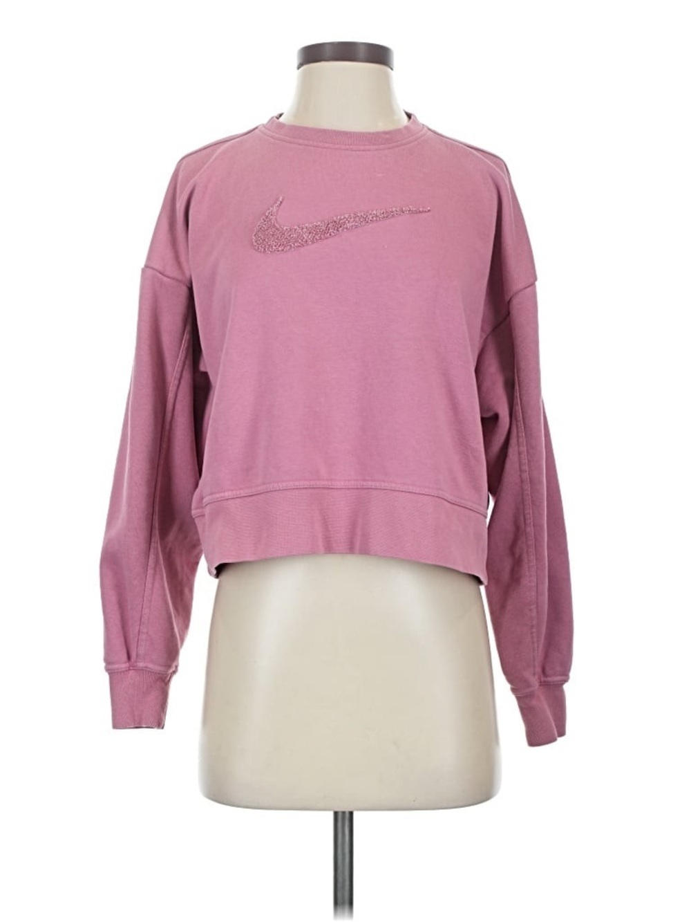 Nike Women's Rose Pink Crewneck Sweatshirt with Embroidered Swoosh